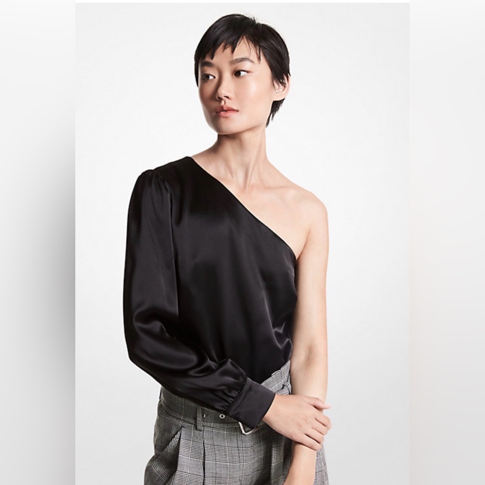 WORN ONCE - MICHAEL MICHAEL KORS Satin One-Shoulder Top